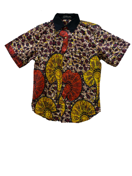 Ankara Print Button-Up Collar Short-Sleeve Shirt – Blooming Culture