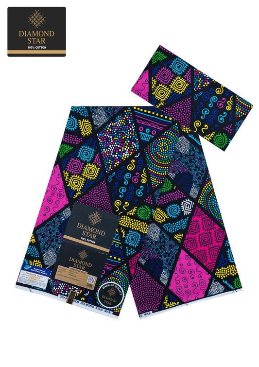 Vivid Diamond Fusion Akara Print Cotton