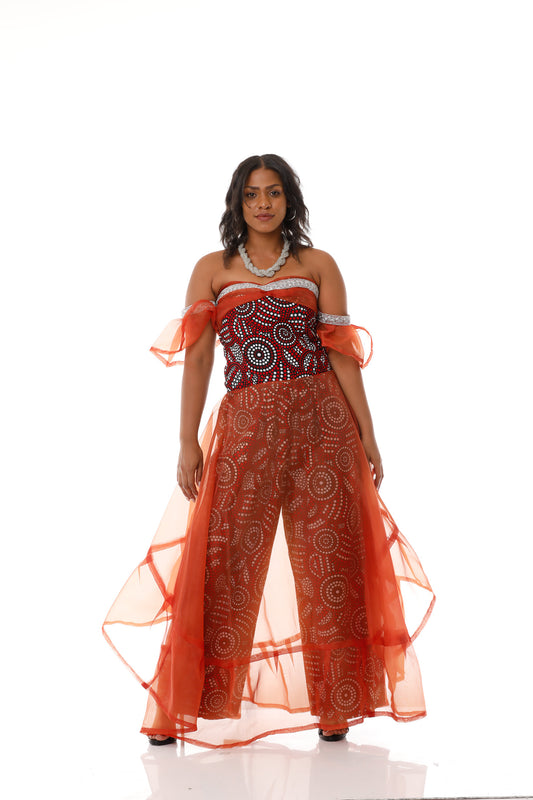 Gemstone Splendor Ankara One-Piece Pant Dress